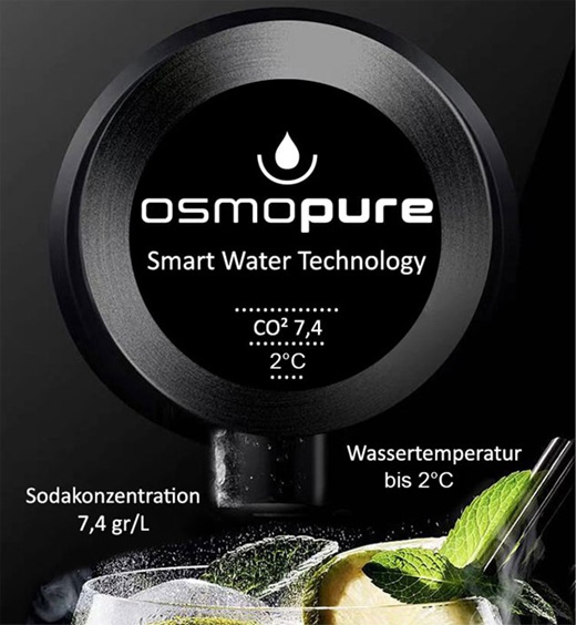 Die Einstellmöglichkeiten Wassersrudler, Sodawasser Tischgerät Osmopure SMT 9000