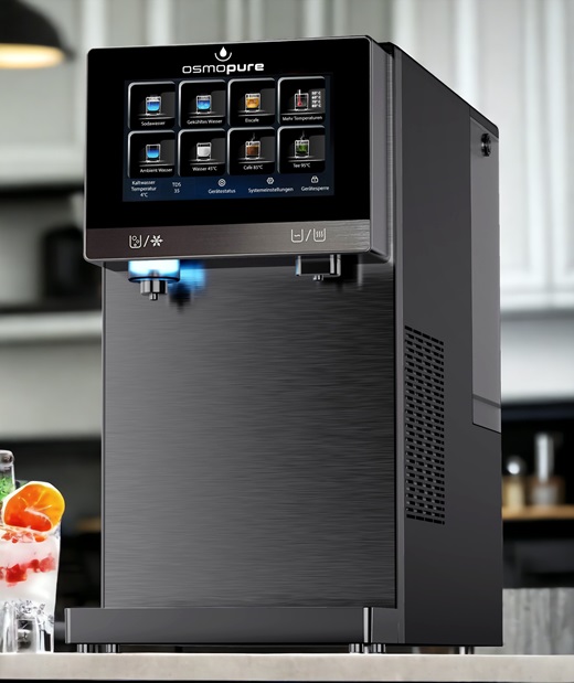 Sodawasser, Sprudelwasser Osmoseanlage Küche, Umkehrosmoseanlage und Kompressorkühlung mit oder ohne Wasseranschluss