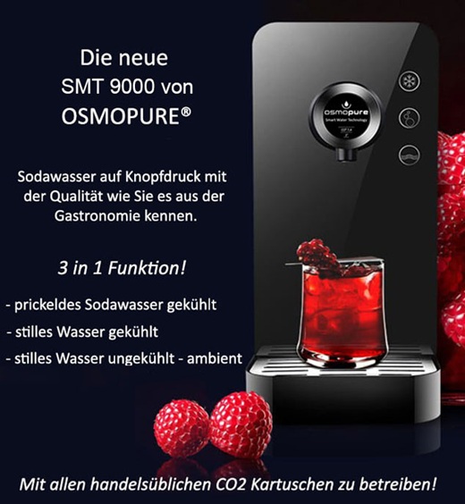 Wassersrudler, Sodawasser Tischgerät Osmopure SMT 9000 mit der Qualität wie aus der Gastronomie und Hotellerie