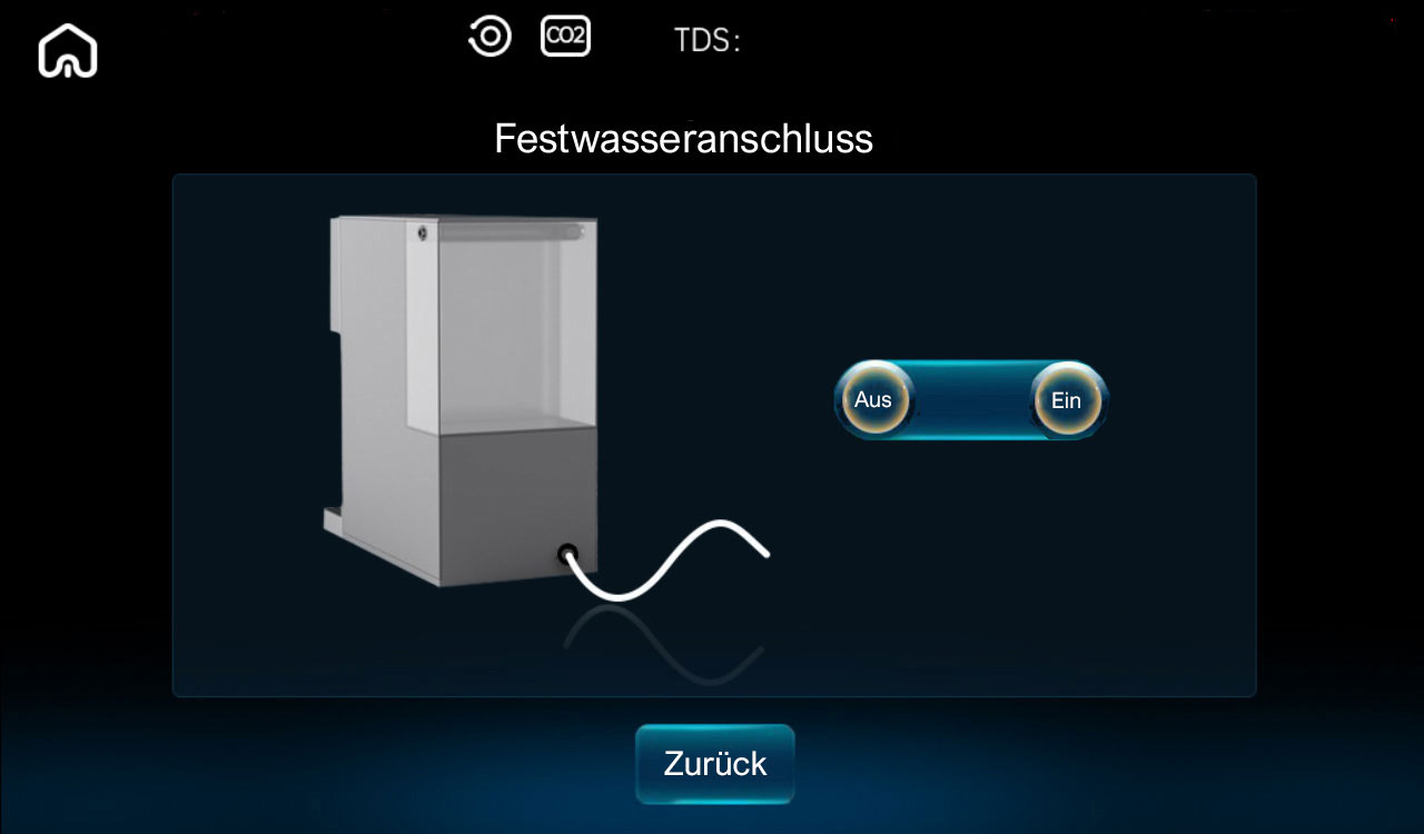 Sodawasser, Sprudelwasser wahlweise mit Tankbetrieb oder fixem Wasseranschluss